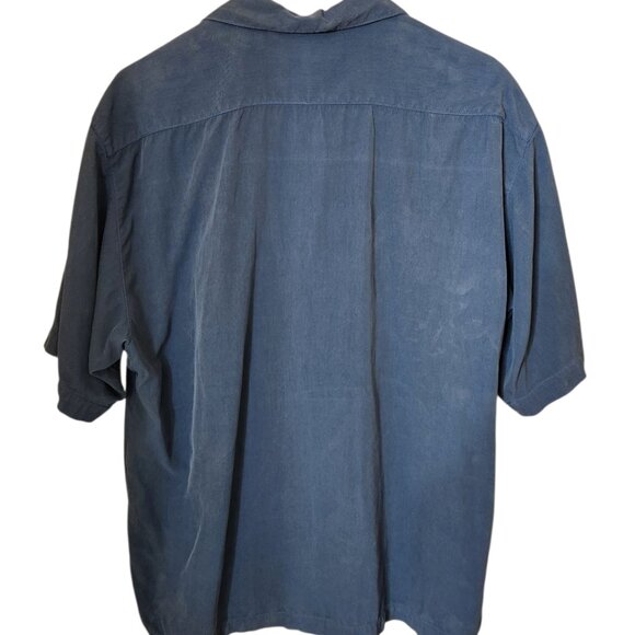 Tommy Bahama Shirt Mens Medium Blue Silk Button Up Short Sleeve Casual - Picture 2 of 5